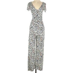 H&M | Woman’s Sz L | White and Floral Jumpsuit with V-Neckline